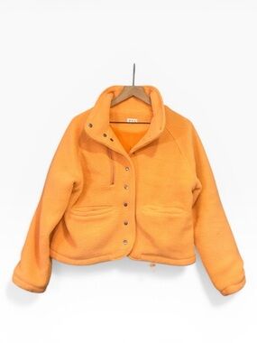 POL Snap Button Fuzzy Sherpa Long Sleeve Jacket Orange Women’s Size Small